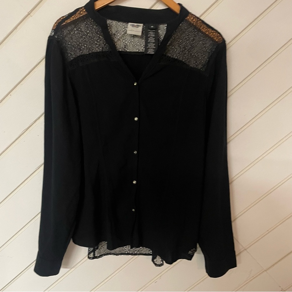 Harley-Davidson women’s Mixed Media Long Sleeve Blouse, SZ XL
